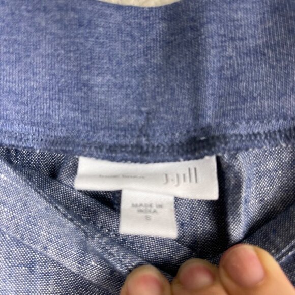 J.Jill 100% Linen Pull-On Pants Blue Size Small Elastic Waist Side Pockets - Picture 8 of 8